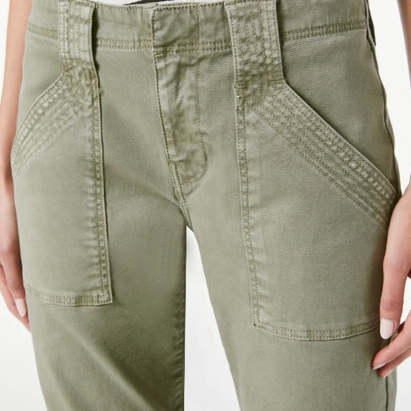 Frame Denim Banded Bottom Trapunto Moto Pants in Washed Aloe - Picture 3 of 6